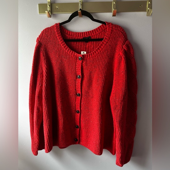 NWT Talbots Pebbled Red Cardigan Sweater Size 3X - Picture 1 of 13